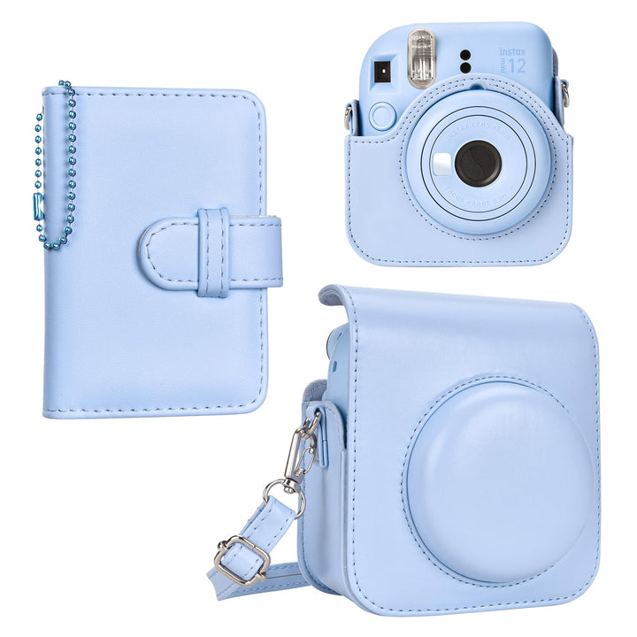 HIYQIN Kamera Tasche Kompatibel mit Fujifilm Instax Mini 12, Ästhetisch Kunstleder Hülle mit Mini Fo