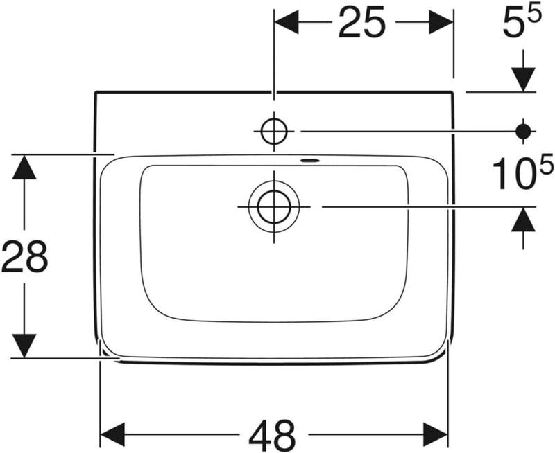 Geberit Renova Plan Waschbecken 50x38x16,5 cm 1 Hahnloch Mit Überlauf Weiss