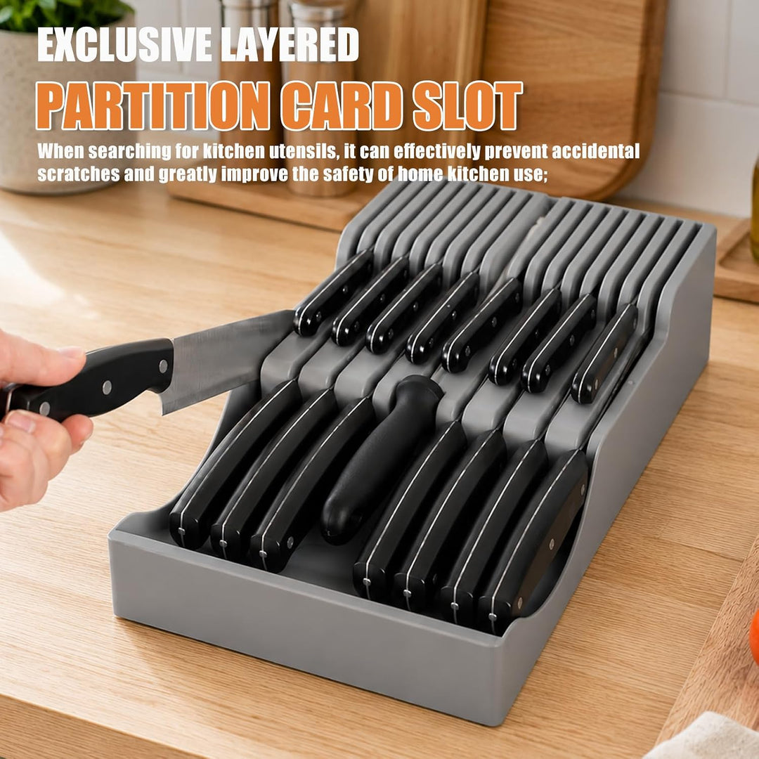 Messer Organizer Schublade Zweistufiger, Platz für Messer für Schublade, Schubladen-Organizer &amp; Küch