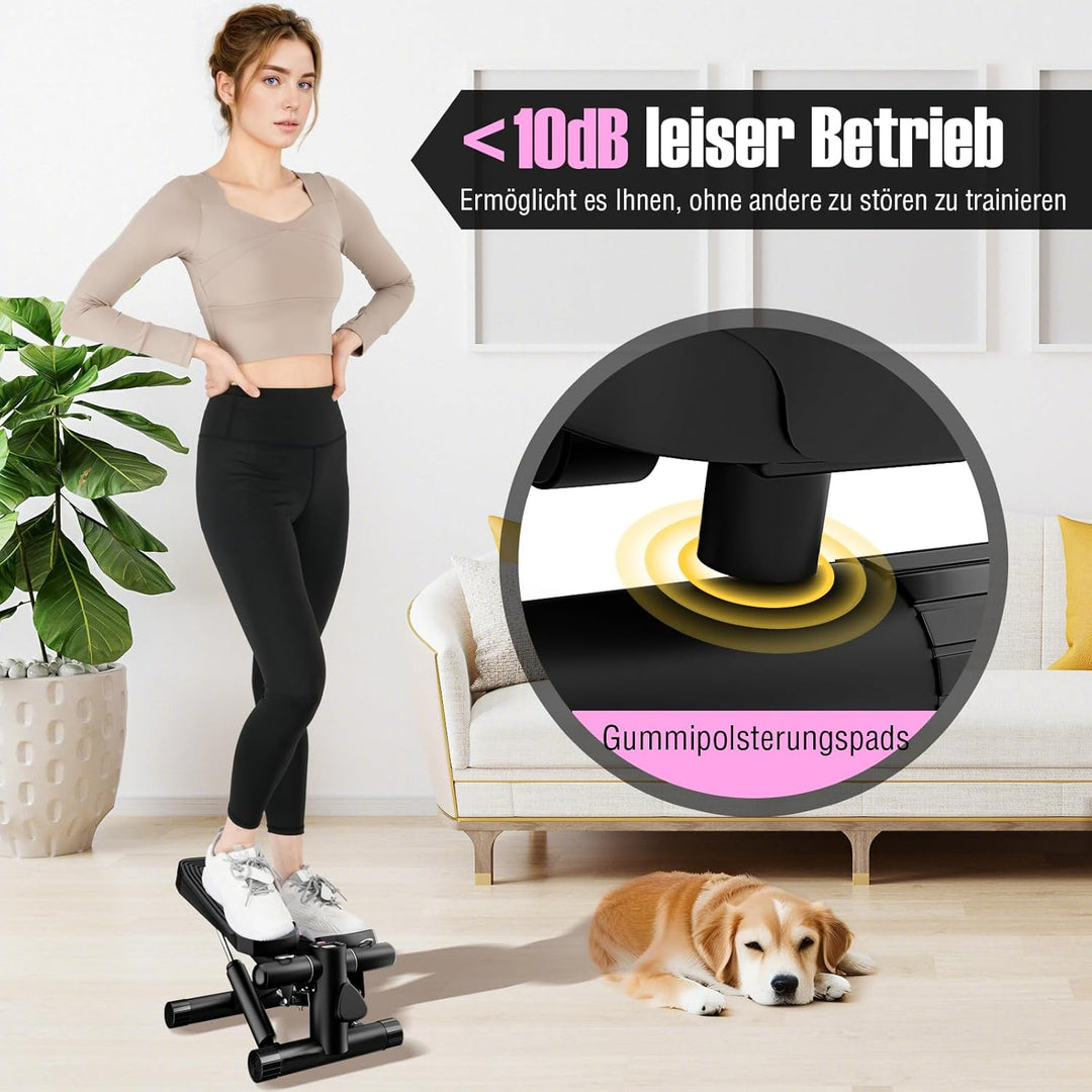COSTWAY Mini-Stepper mit Widerstandbändern, 2 in 1 Up-Down Stepper mit verstellbarem Widerstand & LC