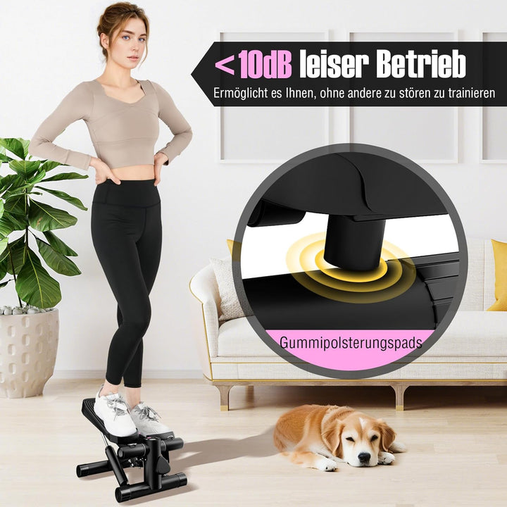 COSTWAY Mini-Stepper mit Widerstandbändern, 2 in 1 Up-Down Stepper mit verstellbarem Widerstand & LC