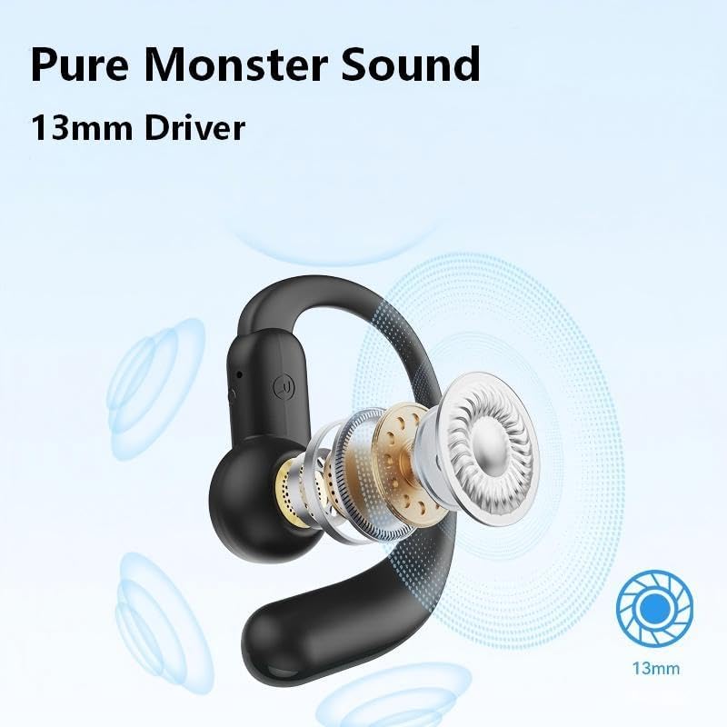 Monster MS-AC550 Open-Ear Bluetooth 6.0 Kopfhörer, HiFi-Stereo-Sound, 13-mm-Lautsprecher, IPX4 Wasse