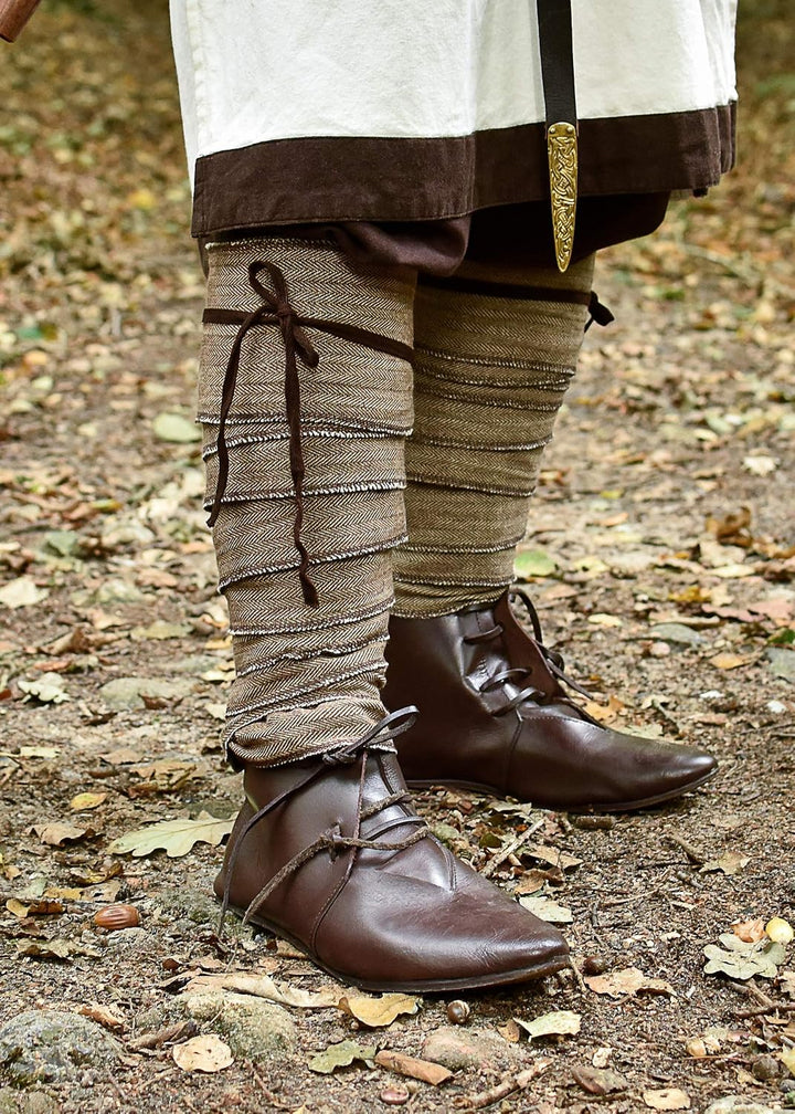 Battle-Merchant 1 Paar Wadenwickel/Beinwickel mit Fischgrätenmuster, Rot/Weinrot, 350x10cm, rot/wein