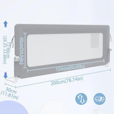 NAIZY Rausfallschutz Bett Rail 200cm Klappbar Bettgitter Baby mit Aufbewahrungstaschen, Bettschutzgi