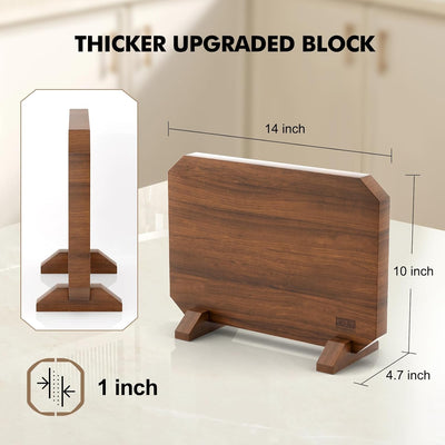 HOSHANHO Messerblock Magnetisch ohne Messer, Verdicktem Magnet Messerhalter aus Akazienholz, Extrast