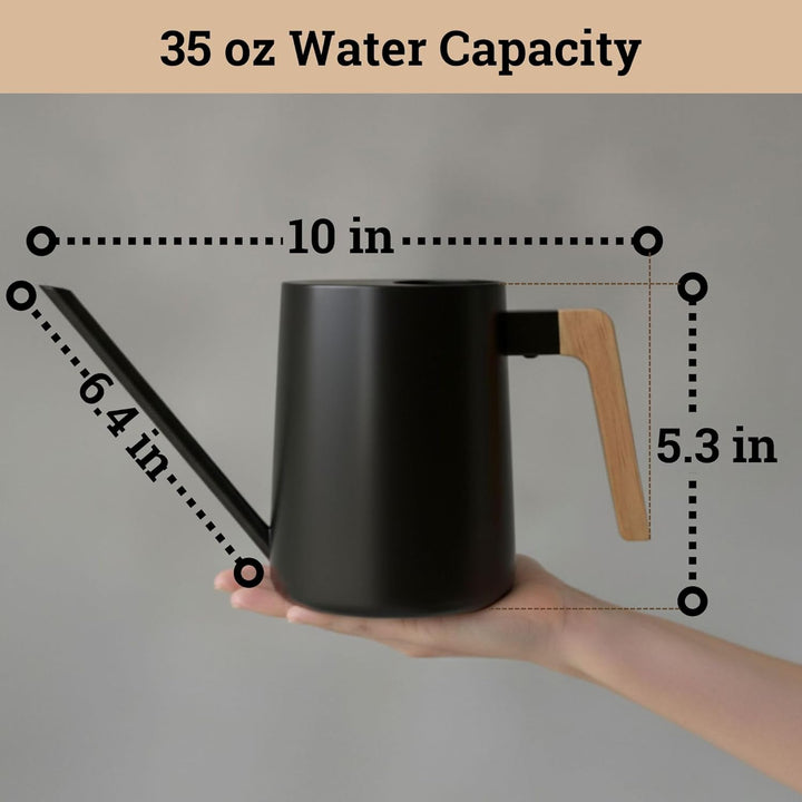 HB Design Co. Giesskanne für den Innenbereich mit langem Auslauf – 1000 ml Schwarze Giesskanne für Z