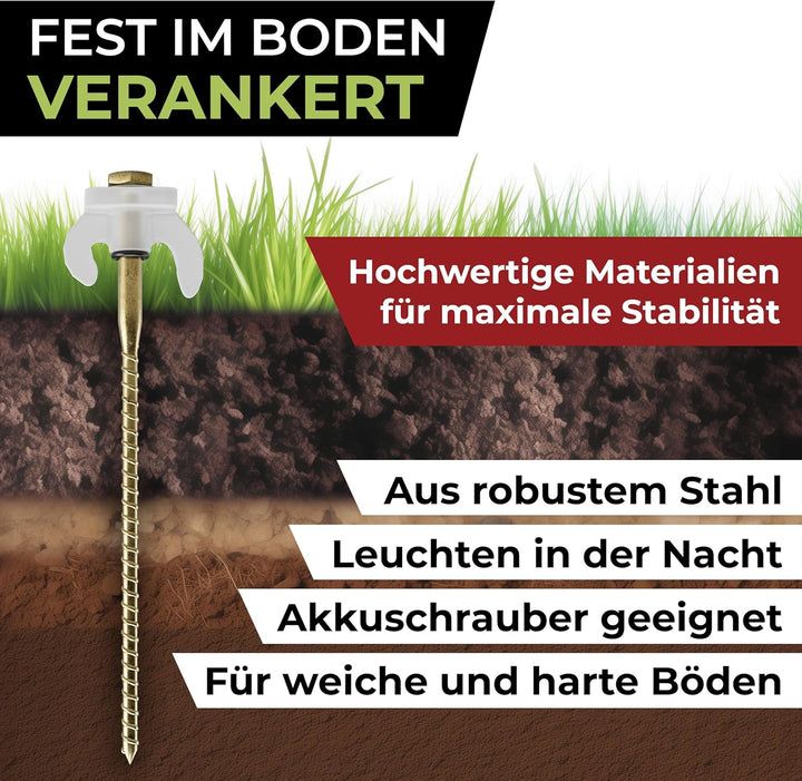ABCamping Schraubheringe Set - [22 Stück] Stahl Heringe für weiche bis harte Böden - Zeltschrauben m