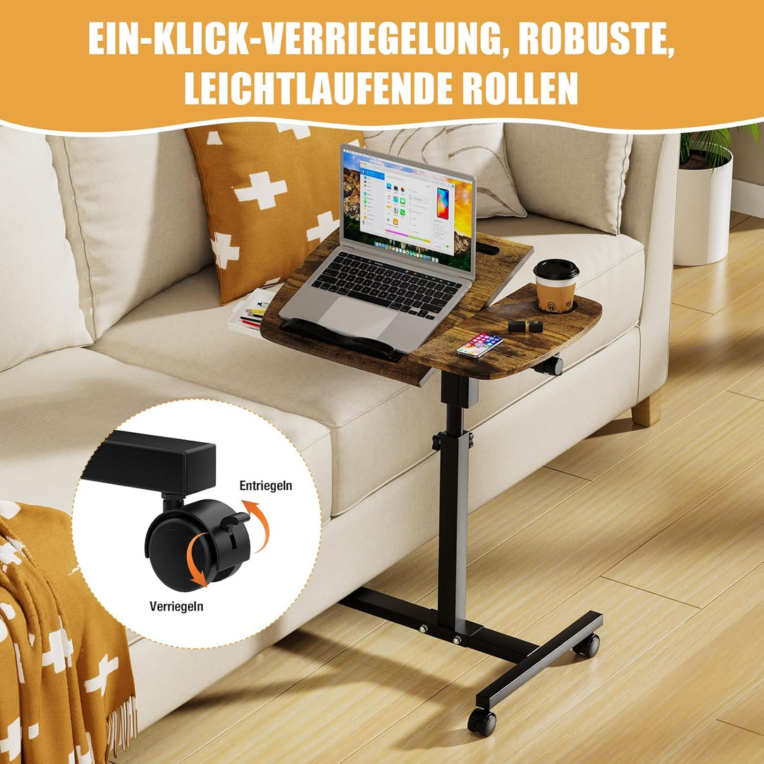 Beistelltisch Mit Rollen, 60x40cm, Mobiler Stehpult, Beistelltisch Laptoptisch mit Rollen, Mobiler S
