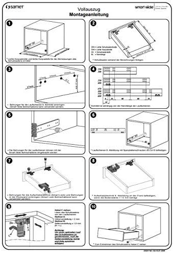 SOTECH 1 Paar Smart Slide Vollauszüge UV4-40-K2D-L450-SC für Holzschublade, 40 kg, 450 mm mit Soft-C