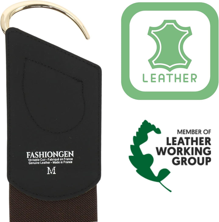 FASHIONGEN - Elastischer Damengürtel aus Rindsleder, DARLENE Braun (Goldenschnalle) XS, Braun (Golde