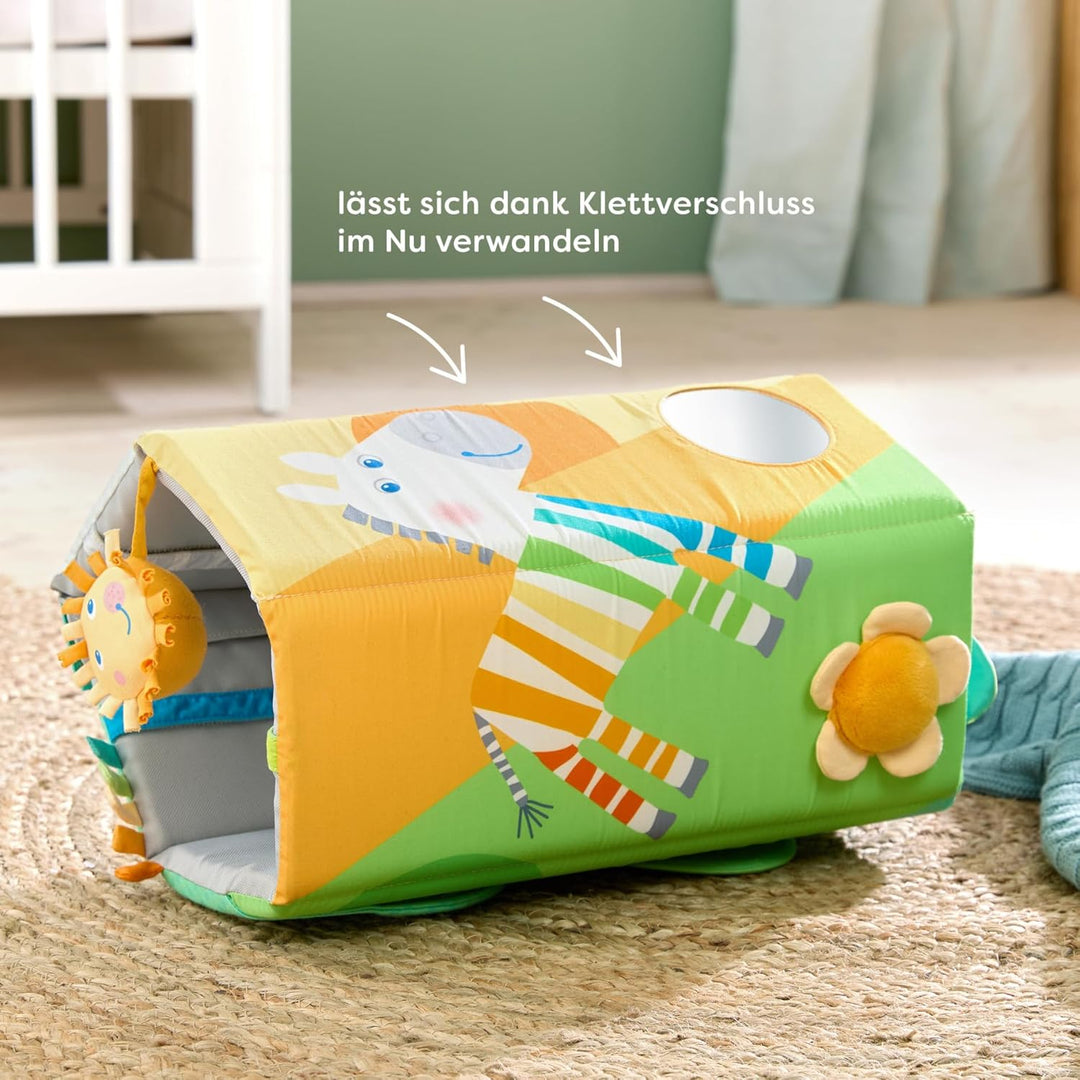 HABA Baby Entdeckerrolle Zebra – Erstes Baby-Spielzeug 4-in-1 Multitalent ab 6 Monaten mit spannende