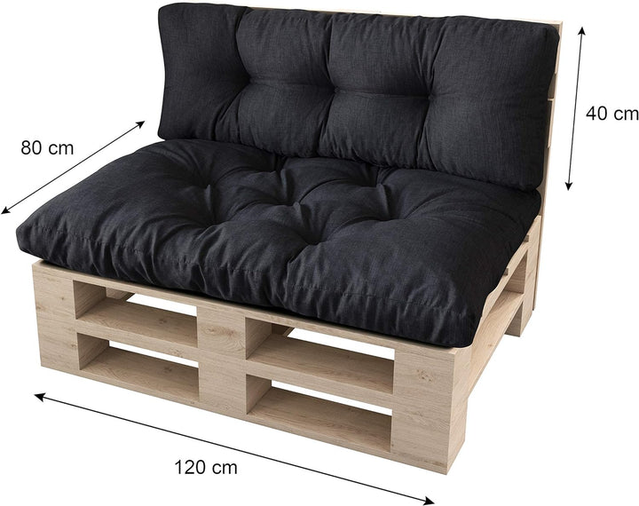 sunnypillow Palettenkissen Auflage Set für Europaletten Indoor und Outdoor Palettenpolster Palettens
