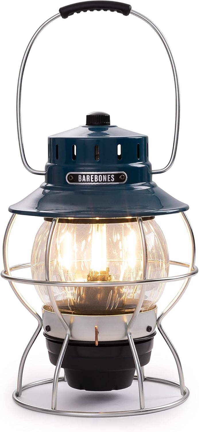 Barebones Living Railroad Lantern Ocean Blue Ozeanblau, Ozeanblau