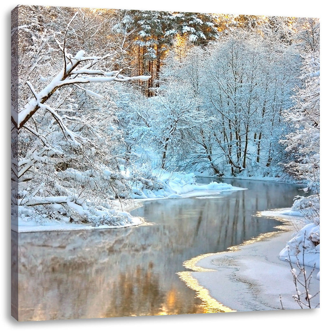 Pixxprint Atemberaubende Winterlandschaft, Format: 70x70 als Leinwandbild, 70x70