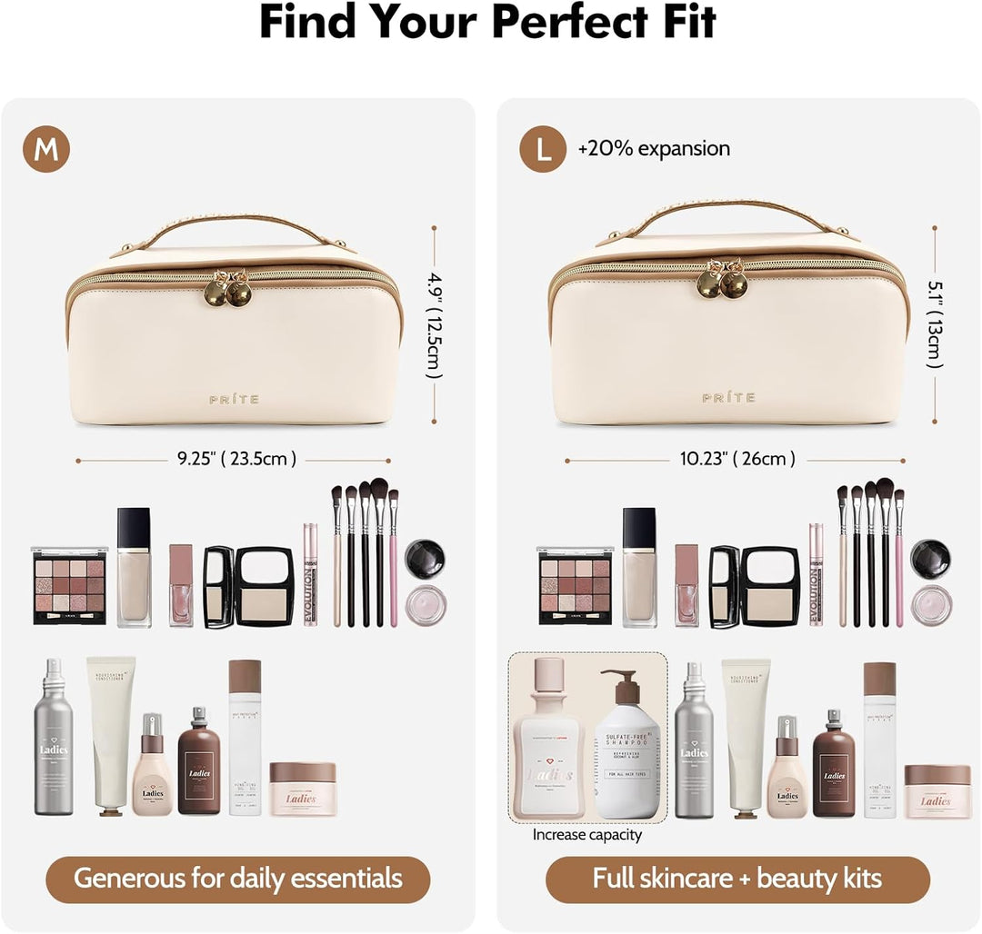 Prite Grosse Kapazität Kosmetiktasche Tragbare Reise Make Up Tasche wasserdichte PU-Leder Schminktas