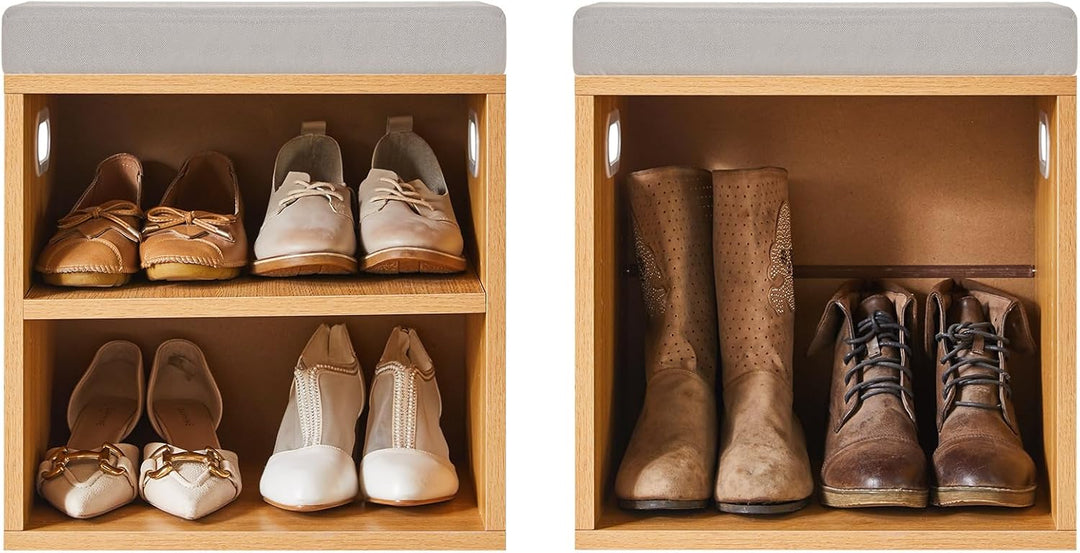 YMYNY Schuh Aufbewahrungsbank mit Sitzkissen, 2-Tier Schuh Rack mit gepolstertem Sitz, justierbarer