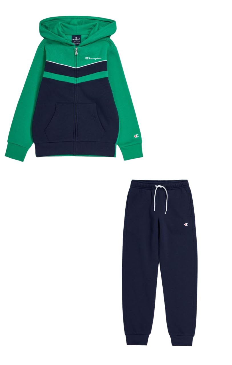 Champion Jungen Legacy Sweatsuits B-Colorblock Powerblend Fleece Hooded Sportanzug 3-4 Jahre Verde/B
