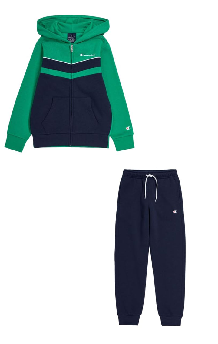 Champion Jungen Legacy Sweatsuits B-Colorblock Powerblend Fleece Hooded Sportanzug 3-4 Jahre Verde/B