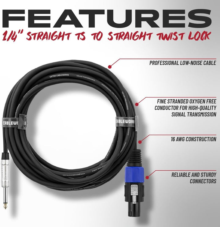 Gator Cableworks GCWB-SPK-50-1TL Backline 50 Foot 15m TS Twist Lock – Hochwertiges Audiokabel für pr