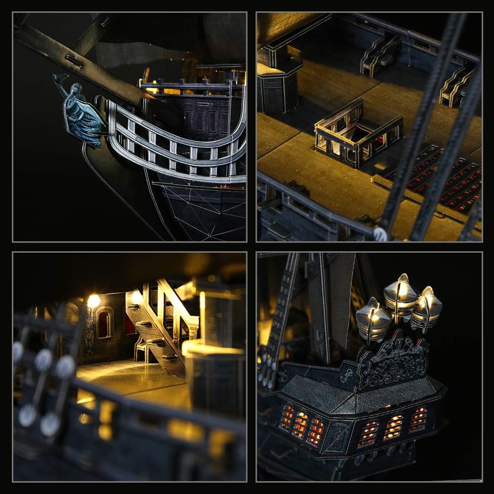 CubicFun Puzzle 3D LED 68 cm Black Pearl – Modell eines Bootes der Queen Anne's Revenge, Geburtstags