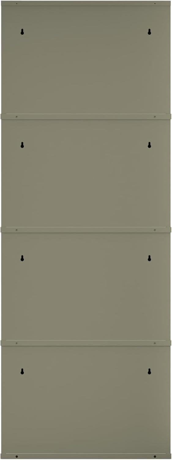 Schuhregal, schmal, hoch, Schuhschrank, mit magnetischem Deckel, Wandmontage, aus Metall (Grau Kiese