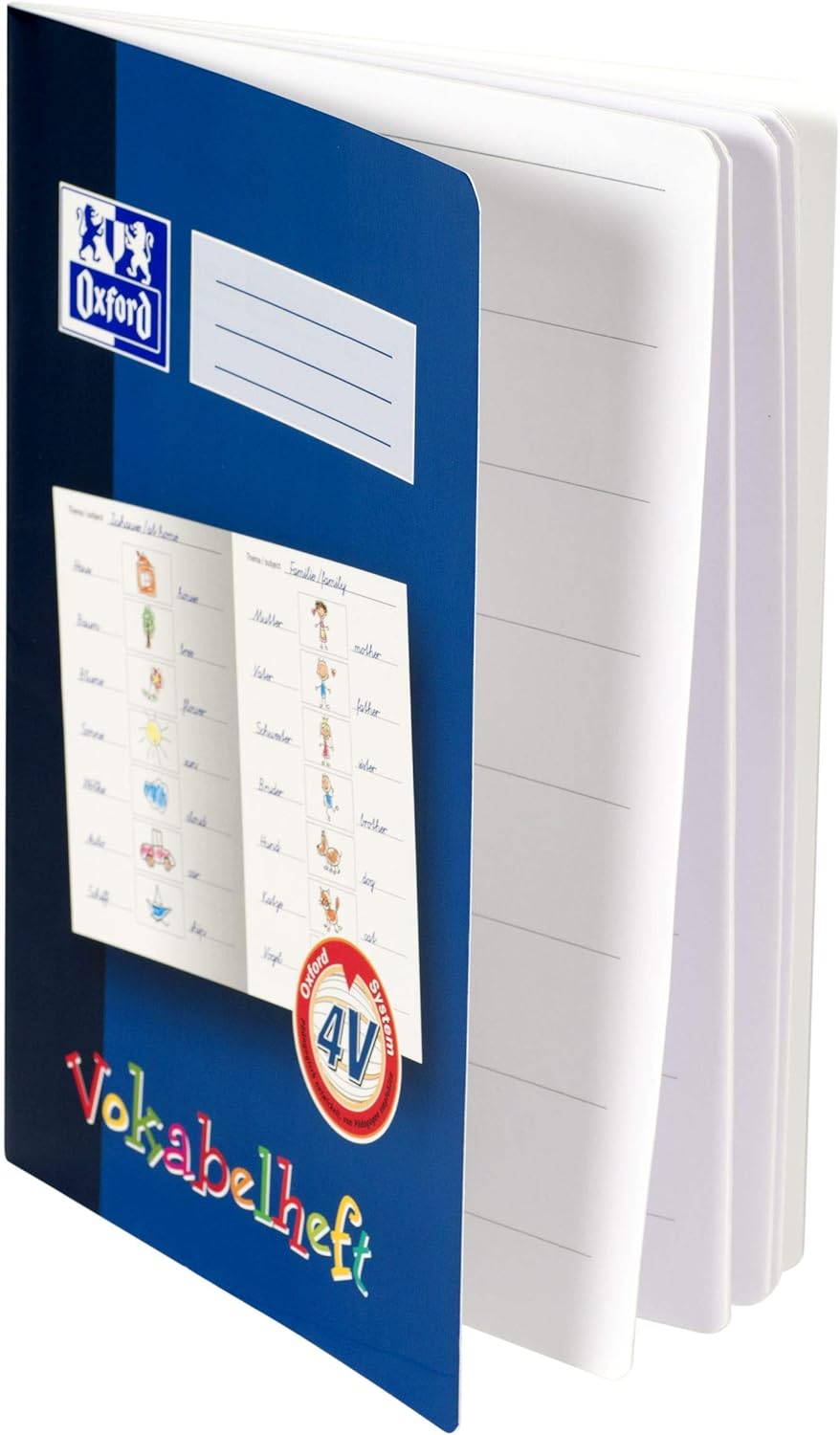 Oxford Vokabelheft mit Lernsystem, A4, 16 Blatt, Lineatur 4V, 10 Stück, Lineatur 4V