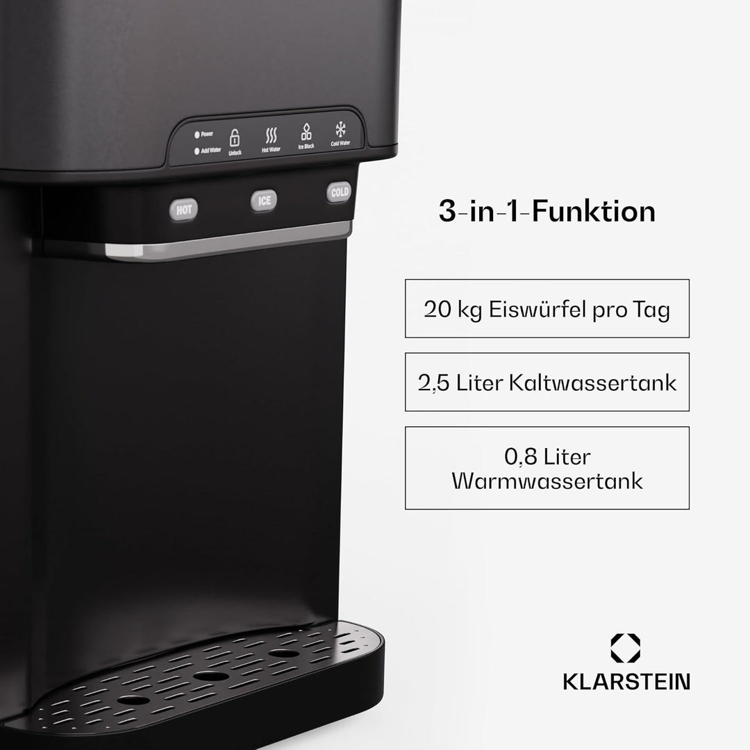 Klarstein Eiswürfelmaschine für Zuhause Camping Gastro, Schnelle Mini Eiswürfelmaschine Klein, Profi