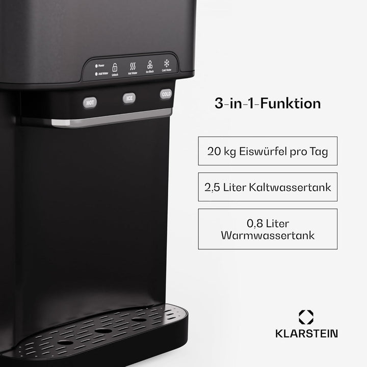 Klarstein Eiswürfelmaschine für Zuhause Camping Gastro, Schnelle Mini Eiswürfelmaschine Klein, Profi