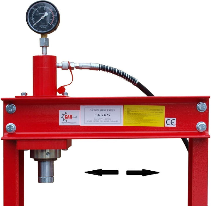 Carmax Werkstattpresse 20T mit 2Pumpen + Druckstück Treibsatz 18-150mm + Druckdornsatz 8tlg.