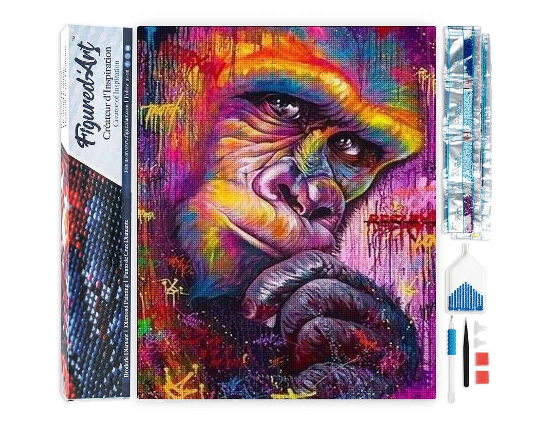 Figured'Art Diamond Painting Erwachsene 40x50cm Ganze Leinwand gerollt Bunter King Kong 5D Bilder Ec