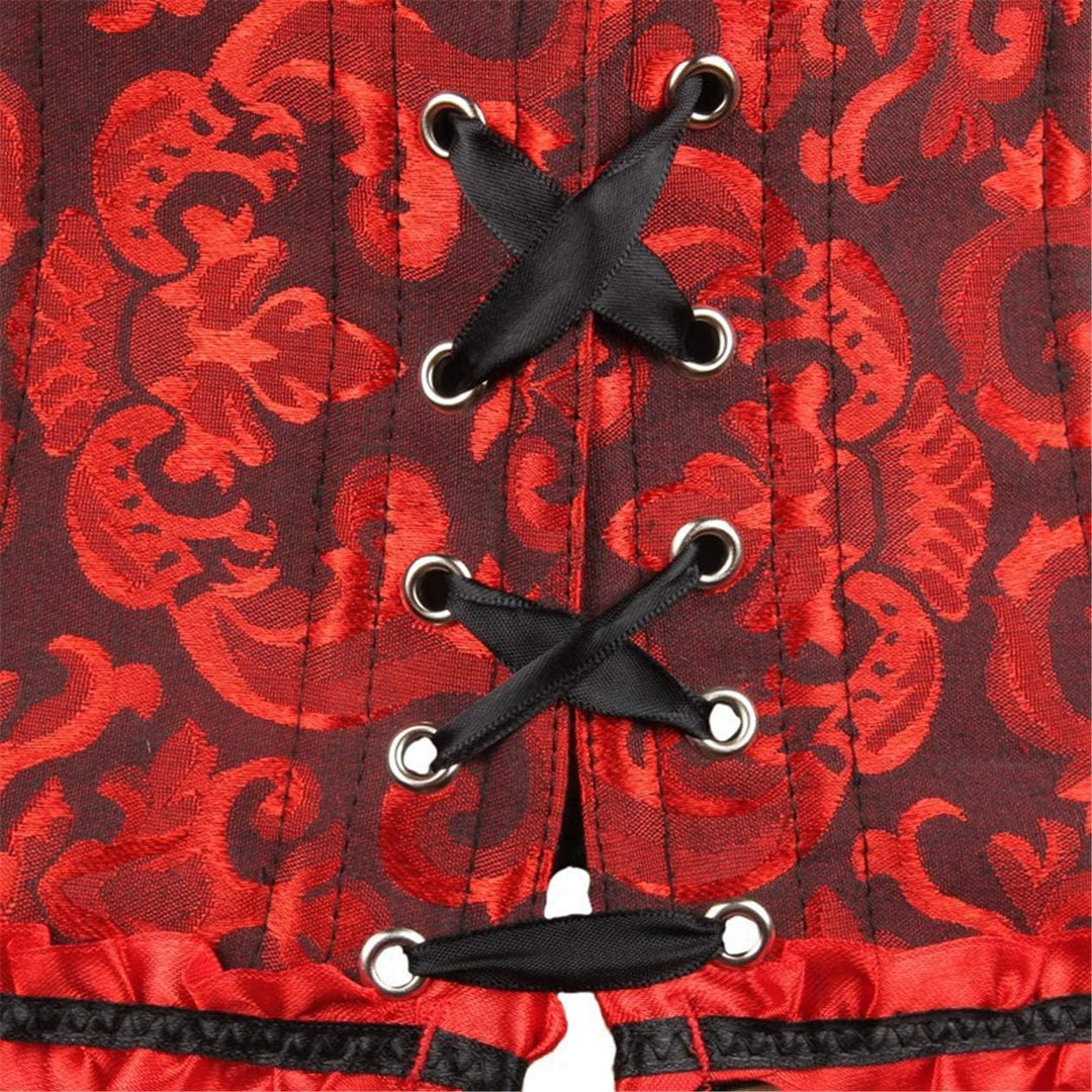 Sxybox Damen Korsett Bauchweg Vollbrust Corsage Top Gothic Burlesque Schnüren Bustier Rot-schwarz XX