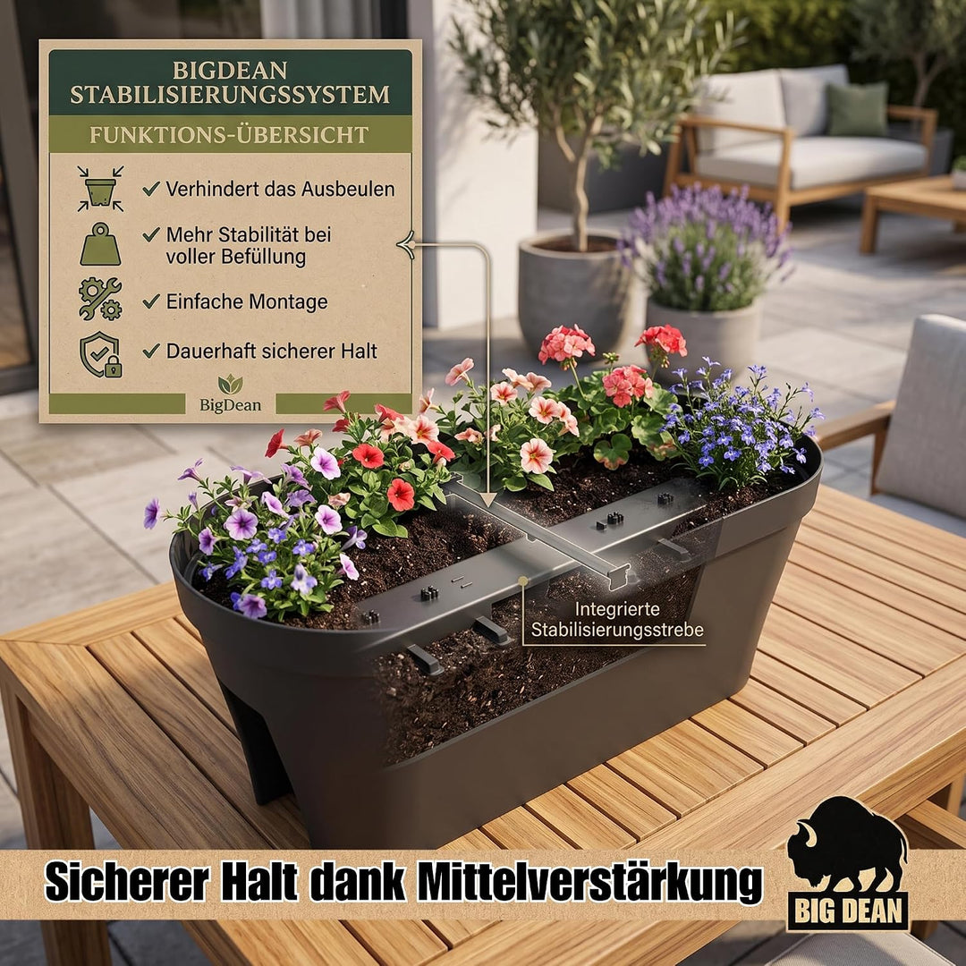 BigDean 3X Blumenkasten Balkongeländer 60cm Anthrazit