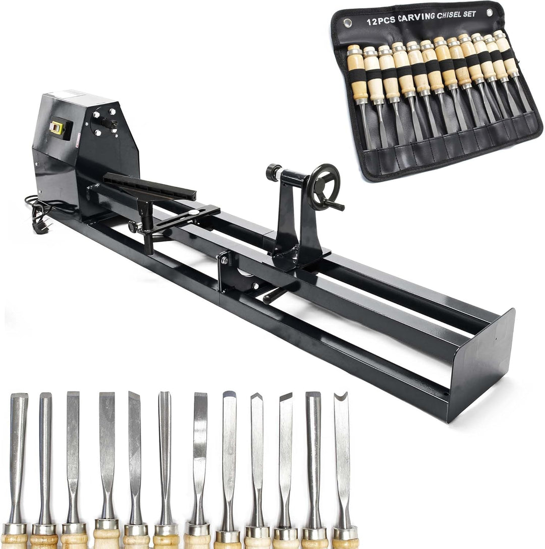 Drechselbank 400W & Schnitzeisen-Set 12tlg. u.a. mit Flachbeitel & Hohlbeitel