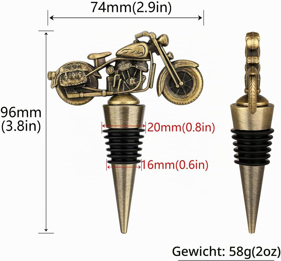 LKKCHER Motorrad Weinflaschenverschluss, Weihnachtsgeschenke Weinsparer, Motorrad Geschenke für Männ