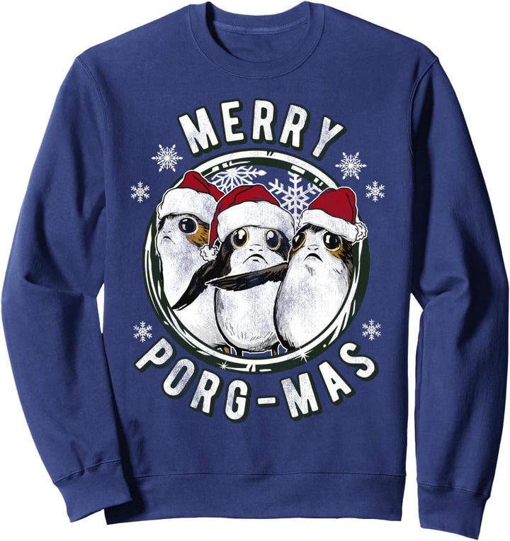 Star Wars The Last Jedi Porgs Merry Porg-Mas Holiday Text Sweatshirt
