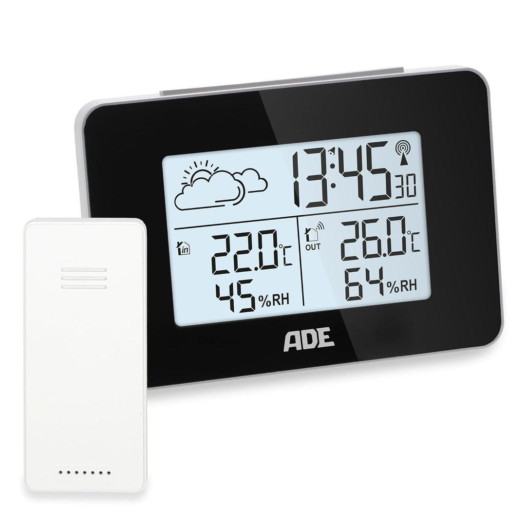 ADE Digitale Wetterstation Funk mit Aussensensor | Innen und Aussentemperatur | Luftfeuchtigkeitsmes