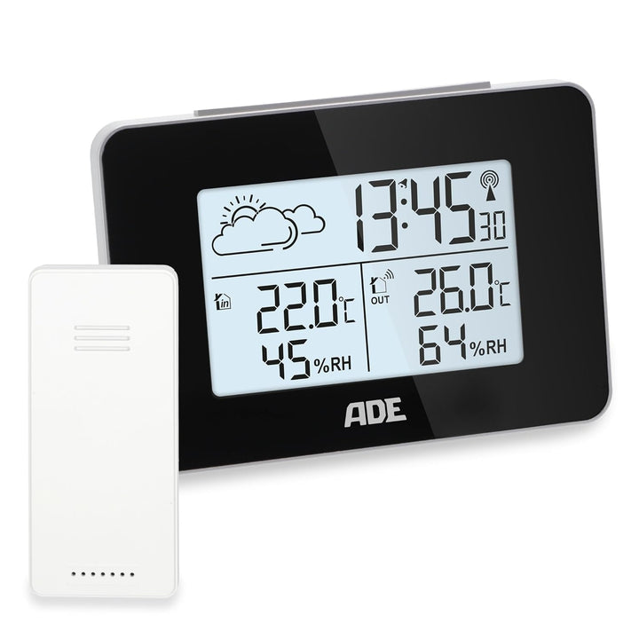 ADE Digitale Wetterstation Funk mit Aussensensor | Innen und Aussentemperatur | Luftfeuchtigkeitsmes