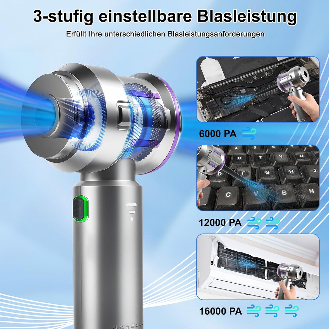GuKKK 4-in-1 Akku-Handstaubsauger, 16000 Pa Mini-Staubsauger, kabellos, tragbar, mit 2 Filtern, bürs
