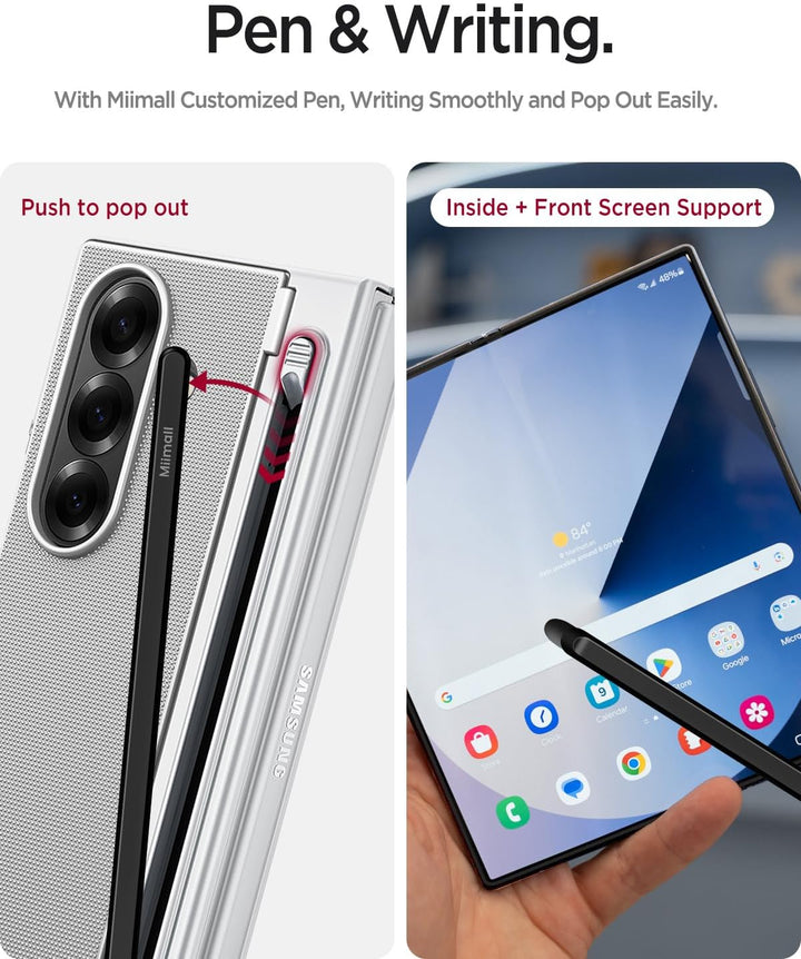 Miimall Kompatibel mit Samsung Galaxy Z Fold 7 Hülle mit S-Pen & Stifthalter, [HD Displayschutz] Ult
