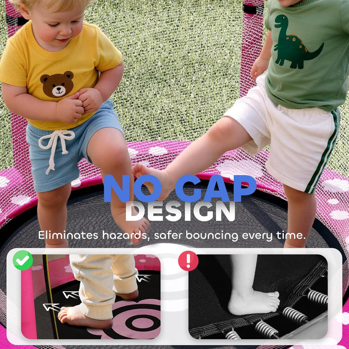 AIYAPLAY 4.6ft Kinder Trampolin mit Sicherheit Gehäuse Netz, Freizeit Kleinkind Trampolin für Indoor