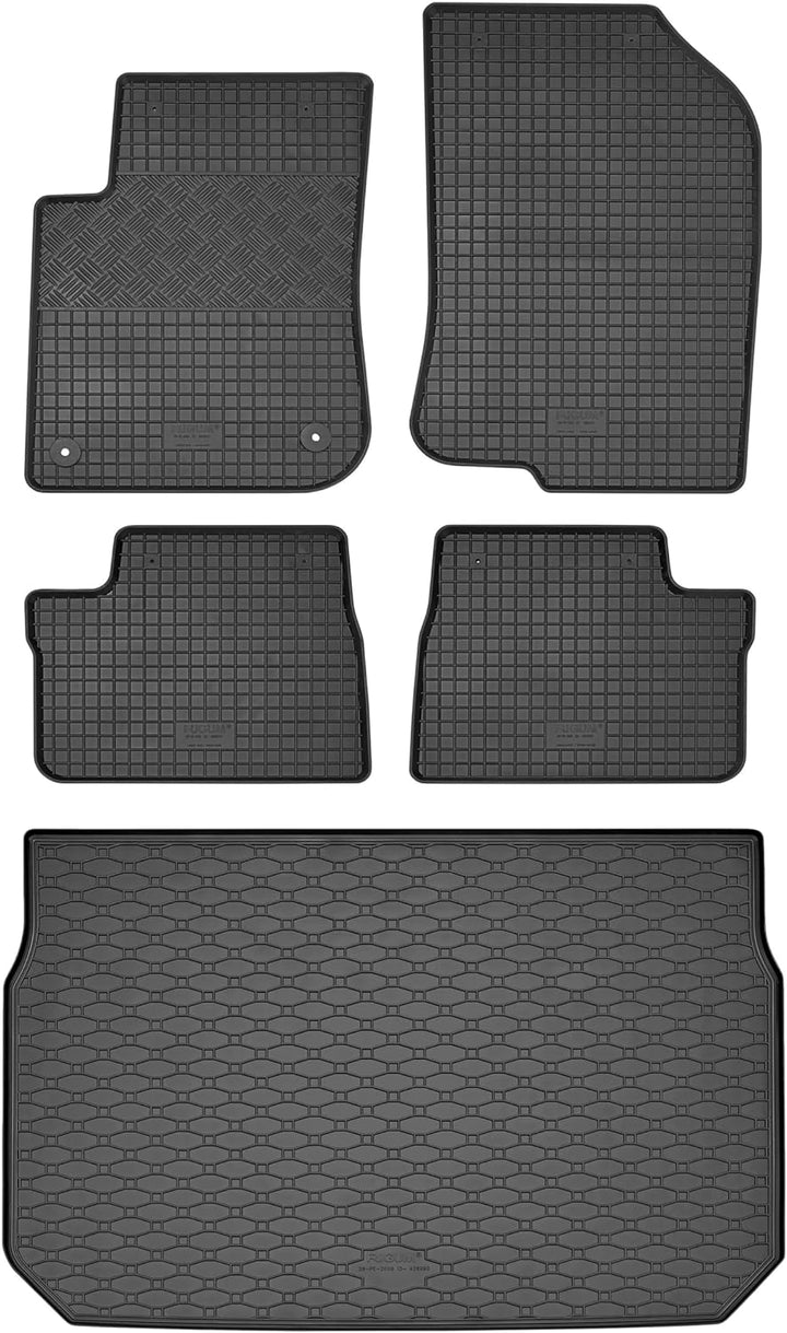 Passgenaue Kofferraumwanne und Gummifussmatten geeignet für Peugeot 2008 ab 2013 + Gurtschoner