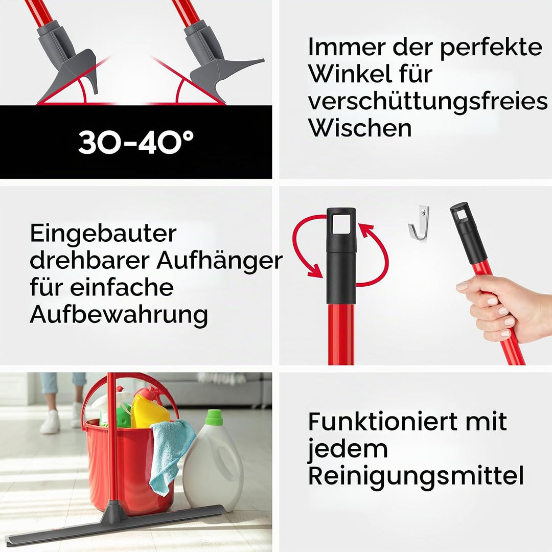 Tyroler Schiebe &amp; Zieh Wasserschieber Bodenabzieher 60 cm Silikonkopf | Wasserabzieher Boden mit Sti