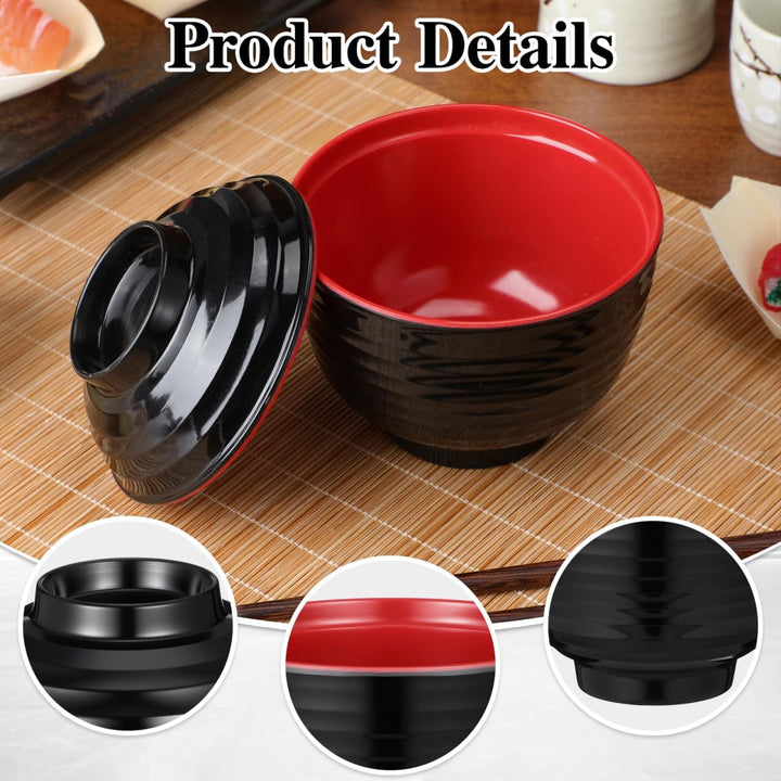 DOITOOL Japanische Miso Suppenschalen Set - 3 StüCk Schalen Mit Deckel FüR Miso Suppe Reis Salat Und