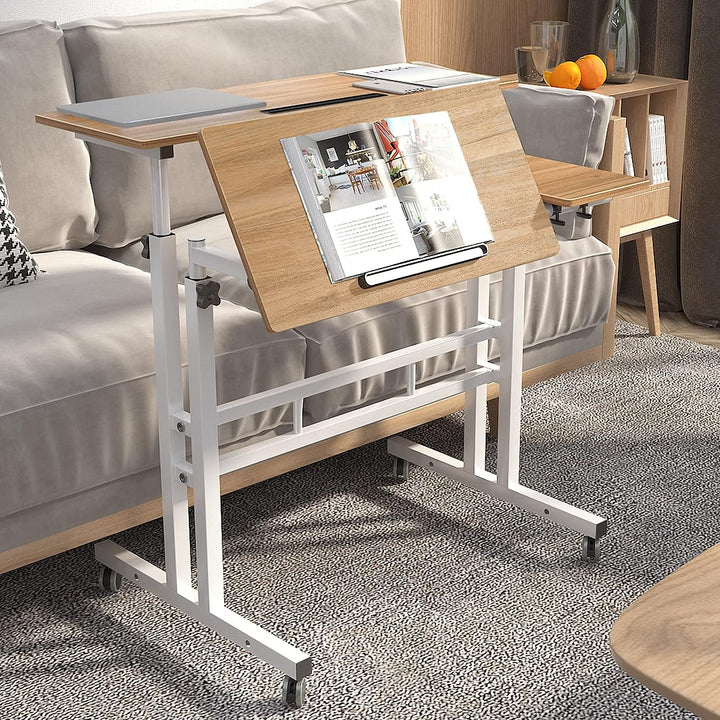 DlandHome Stehpult Laptoptisch Höhenverstellbar mit Rollen Büro Stehtisch Beistelltisch Betttisch au