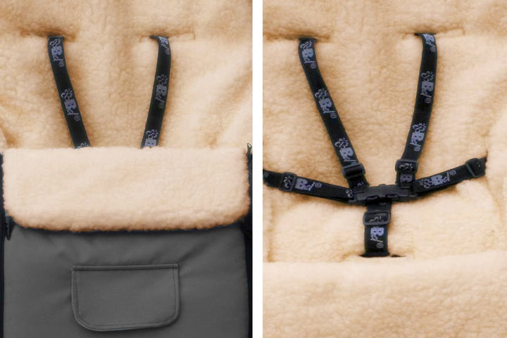 Baby-Joy Fusssack KAI 120 cm filzfrei aus Lammwolle und Polyester für Kinderwagen, Buggy und Schlitt