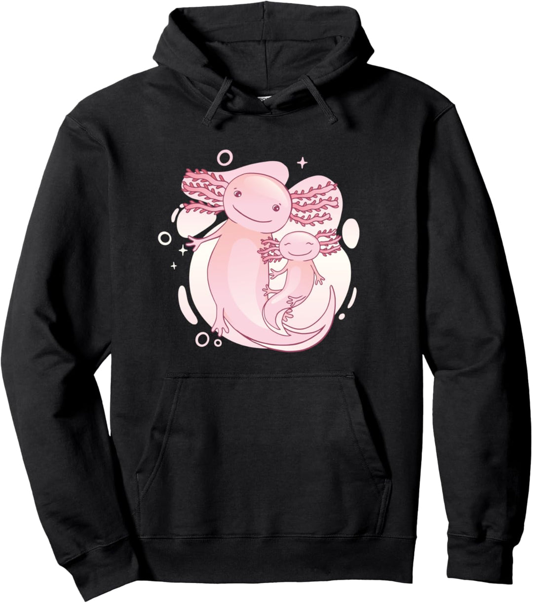 Happy Pink Axolotls Fun Axolotl Meme Gift Pullover Hoodie