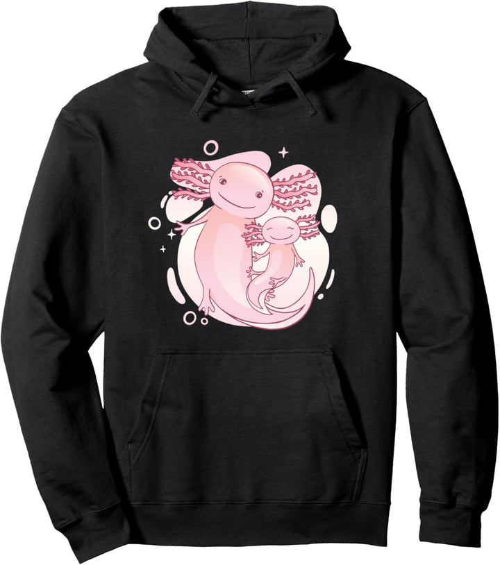 Happy Pink Axolotls Fun Axolotl Meme Gift Pullover Hoodie