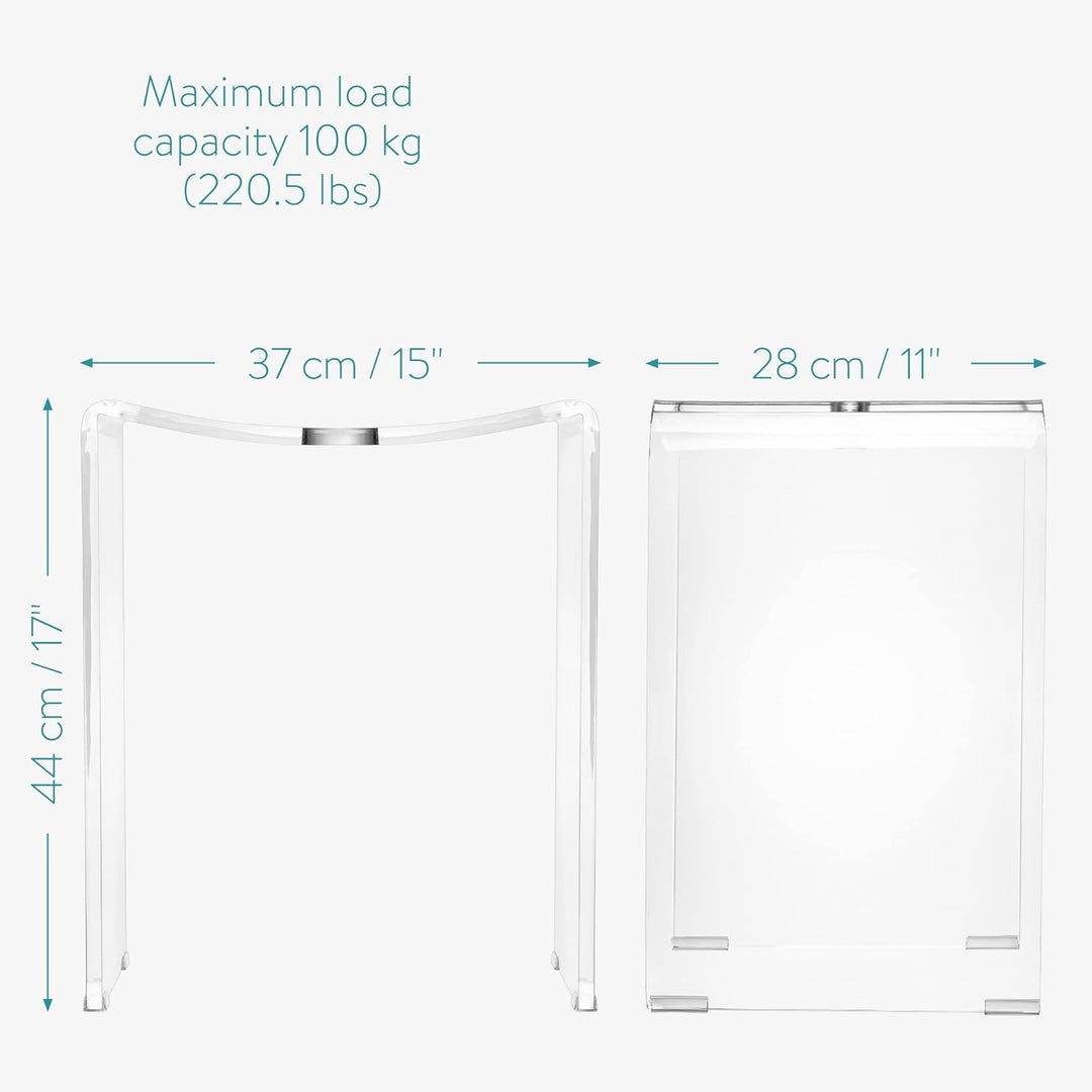 Navaris Duschhocker aus Acryl 43,5x37x28cm - Badhocker Badezimmer Stuhl - Sitzbank für Dusche und Ba