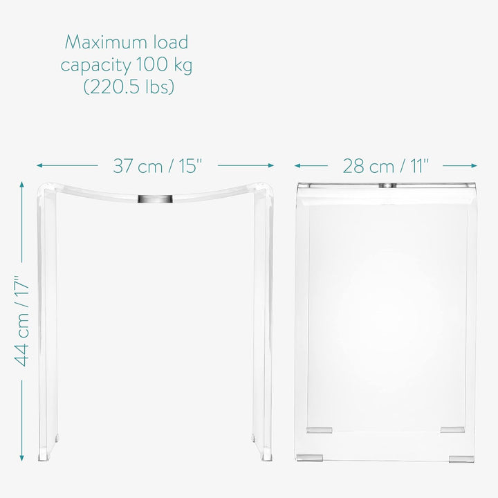 Navaris Duschhocker aus Acryl 43,5x37x28cm - Badhocker Badezimmer Stuhl - Sitzbank für Dusche und Ba
