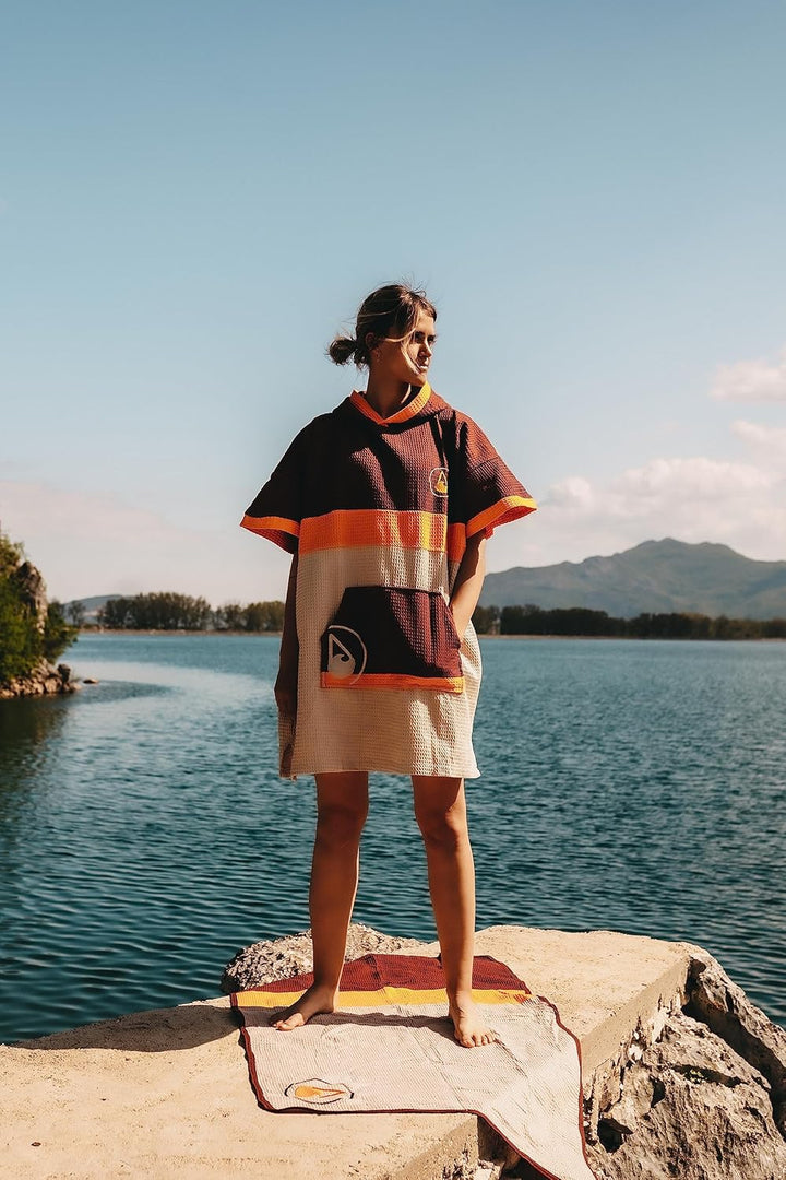 WAVE HAWAII Bade-Poncho Damen & Herren Porlamar | Grösse L/XL, 170-200cm I 100% Baumwolle Surf-Ponch